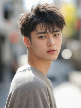 クラン 横浜(Clanc) サーフカール フェザーパーマ スパイキーショートブルーブラック