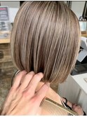 大人きれいめボブ/40代50代60代70代/ハイライト白髪ぼかし
