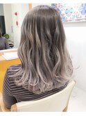 アッシュグレージュグラデーションカラー!ロング 3Dカラーモード