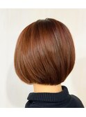 オレンジベージュミニボブ