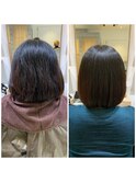 髪質改善酸性ストレート４０代ボブ女性before　after【中目黒】