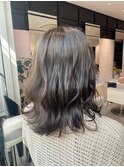 ミディアムレイヤーなし巻きアレンジ前髪カット髪質改善