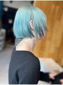 透明感カラー★ダブルカラーブリーチミントグリーンハイトーン