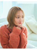リトル エメ 仙台2号店(little×aimer) 顔周りカットくびれボブ×ミルクティーベージュ［あおば通］