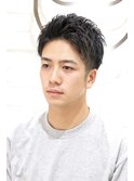 爽やか！アップバングツーブロックショートパーマ