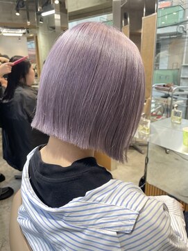 サンク 原宿 表参道(cinq) ラベンダーミルクティーアッシュグレージュミディアムウルフボブ