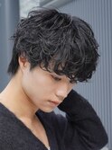 天神10代20代シャドウパーマゆるめメンズマッシュウルフカット