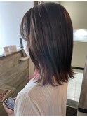 インナーカラー ピンク×ベージュ ワンポイントカラー