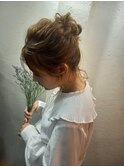 大人可愛いヘアセットヘアアレンジシニヨンヘアお団子ヘア