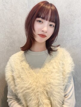 コト 福井大和田店(coto) 福井　ダブルカラー　ワインレッド　艶カラー　レイヤーカット