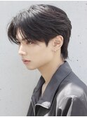 毛流れナチュラルセンターパートツーブロックダウンパーマ渋谷