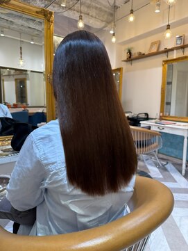ロンドアベニール 北千住(Lond avenir) ブリーチなしチェリーブラウン髪質改善縮毛矯正酸性ストレート