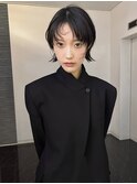 *外ハネシースルーボブ黒髪