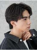 渋谷フェザーパーマメンズカットルーズパーマセンターパートヘア