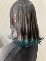 トムキャット(TOM CAT) 春夏おすすめグラデーションカラー　裾カラー　ターコイズブルー