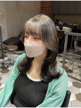 シェノン 梅田(CHAINON) 韓国ヘア×グレージュカラー×伸ばしかけヘア×前髪