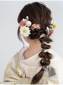 成人式振袖リボン編みおろしヘアアレンジ＊卒業式袴にも＊