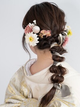 ヘアーサロン ラフリジー(Loufreasy) 成人式振袖リボン編みおろしヘアアレンジ*卒業式袴にも*