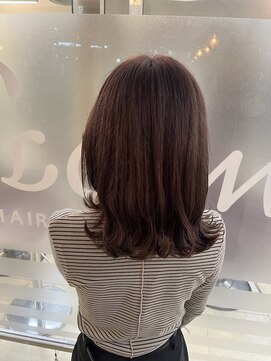 ヘアースペースブルーム ヒーロー 園田店(HAIR SPACE BLOOM hero) 【園田/艶カラー】ほんのりピンクの入ったブラウン