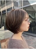 ショート　チェリーブラウン　デジタルパーマ　丸型　卵型　四角