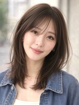 ロティー 天神(loty)&nbsp;ミディアムレイヤー 赤み消しベージュ 透明感カラー 顔周り 30代