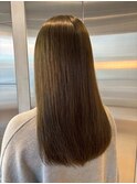 ブリーチなしカラー◎オリーブベージュ春の透明感レイヤー