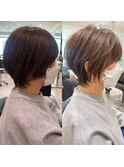 くびれショート/マロンブラウン/大人ショートボブ／山口