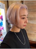 斜めバング　ブリーチ　トリートメント