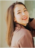 美髪逆三角切りっぱなしボブエアリーロングピンクブラウン