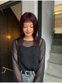 【大前】ブリーチなしローズレッドギザバング/顔まわりレイヤー