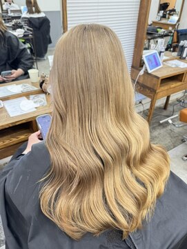 アジールヘア 北千住駅西口店(agir hair) ハイトーンミルクティベージュカラー 韓国スタイル