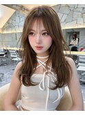 姫カット フェイスレイヤー ハイトーン イヤリングカラー