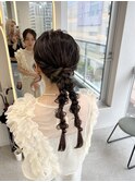 編みおろしヘア/アップヘア/ローポニー/結婚式ヘアセット