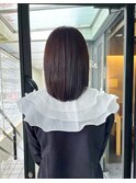 京都美容室 艶カラー 伸ばしかけボブ