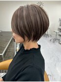 ハイライトバレイヤージュダブルカラーショートカット30代40代