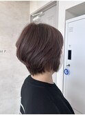 chocolate lavender ショートボブ　ココアカラー白髪ぼかし