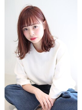 ミニヨン バイ ハピネス 高の原店(mignon by Happiness) ぱつんと前髪 暖色系カラーモーブピンク外ハネボブ奈良清水