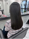 黒髪/グレーベージュ/レイヤーロング/前髪パーマ/銀座/東銀座