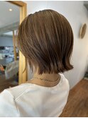 縮毛矯正+バッサリカット 切りっぱなし外ハネボブ