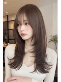 バタフライカットハッシュカットマレットヘアチェリーレッド