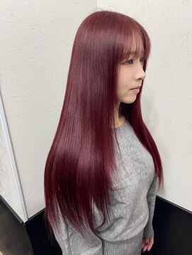 ラグナ(LAGUNA) チェリーレッド/ブリーチなしダブルカラー/ロング/髪質改善