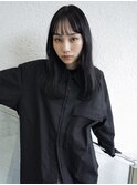暗髪ロング/シースルーバング/ブラックカラー/艶髪