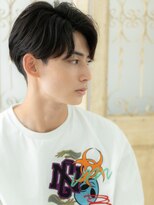 大波純一美容室パーティハン&nbsp;アッシュブラック前髪パーマ刈り上げマッシュa小山10代20代30代