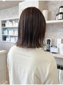 福山市美容室Caary人気 外ハネぱっつんボブダークグレージュ