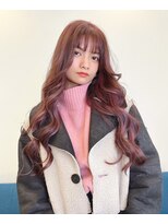 ナンバー ブラオ 名古屋栄(N° blao) ピンクブラウン　ピンクベージュ　前髪カット　韓国風カラー