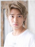 ワイルドアップバングのハイトーンカラーウルフヘアU上尾