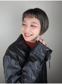 ネイビーグレー×ボブスタイル