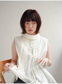 ミディアムヘア/斜めバング/グレージュカラー/甲府駅