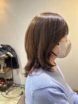 ワ ヘアー(wa-hair)&nbsp;絹髪くびレイヤー　グレージュカラー髪質改善　斜めバンクパーマ