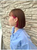切りっぱなしボブpink inner!